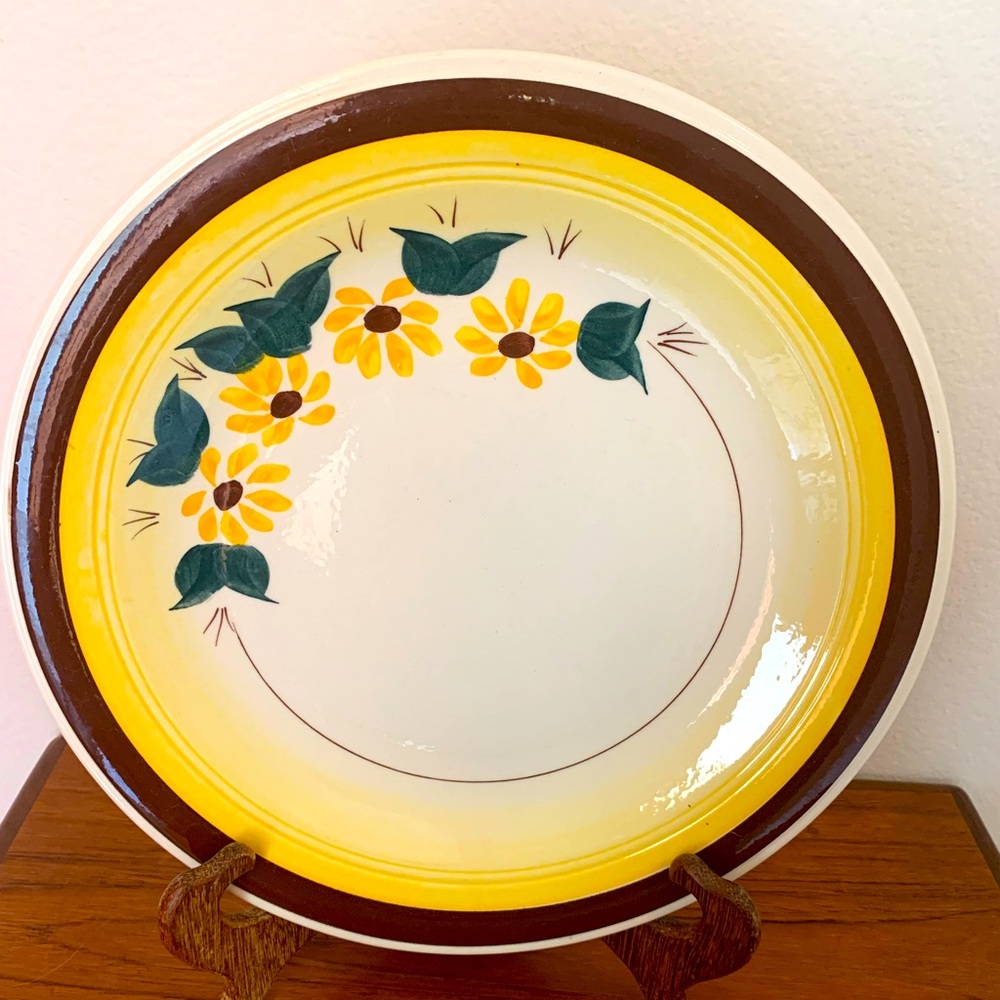 Vernonware Brown Eyed Susan 12" Round Plate Handpainted California Metlox